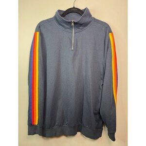 ALDI Store 1/4 Zip Pullover Men L Logo Rainbow Long Sleeve Cotton Blend